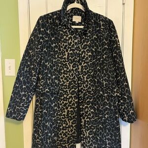 LOFT Black Leopard Print Women's Coat